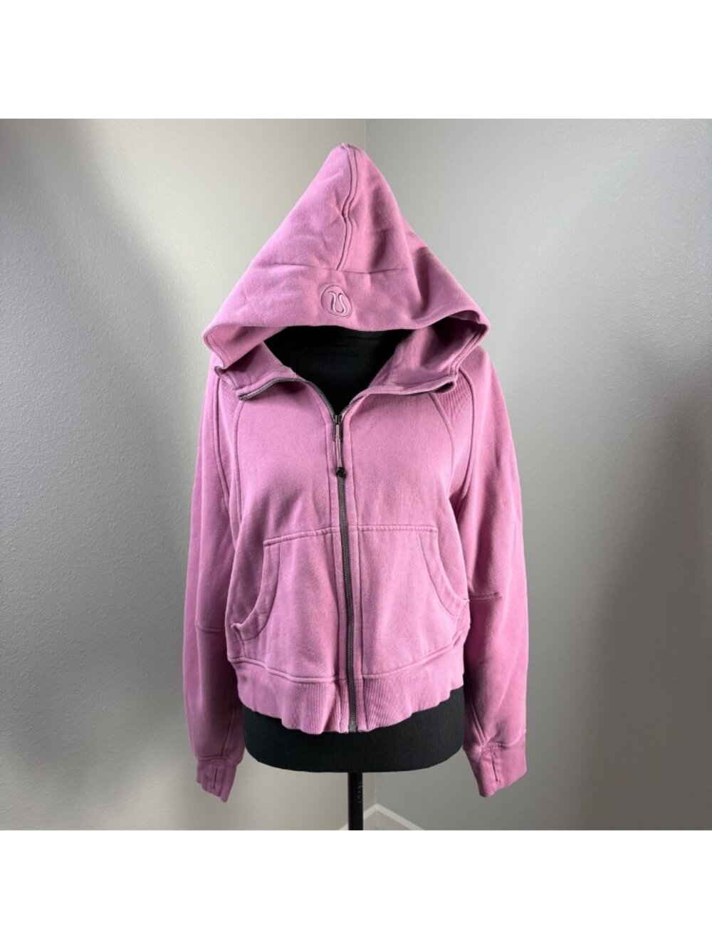 Lululemon Full Zip Hoodie Pink Medium Large M/L Scuba Cropped